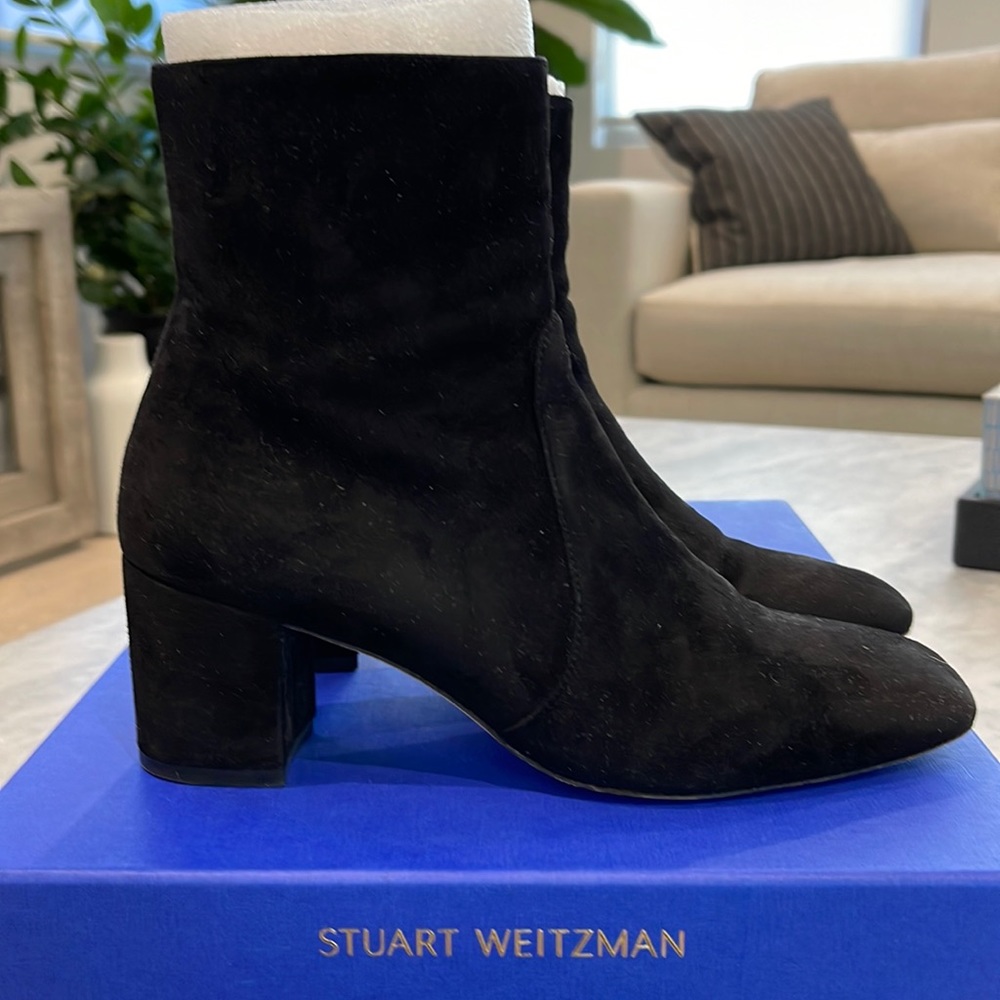 Stuart Weitzman Nirvana Suede Booties With Zipper… - image 1